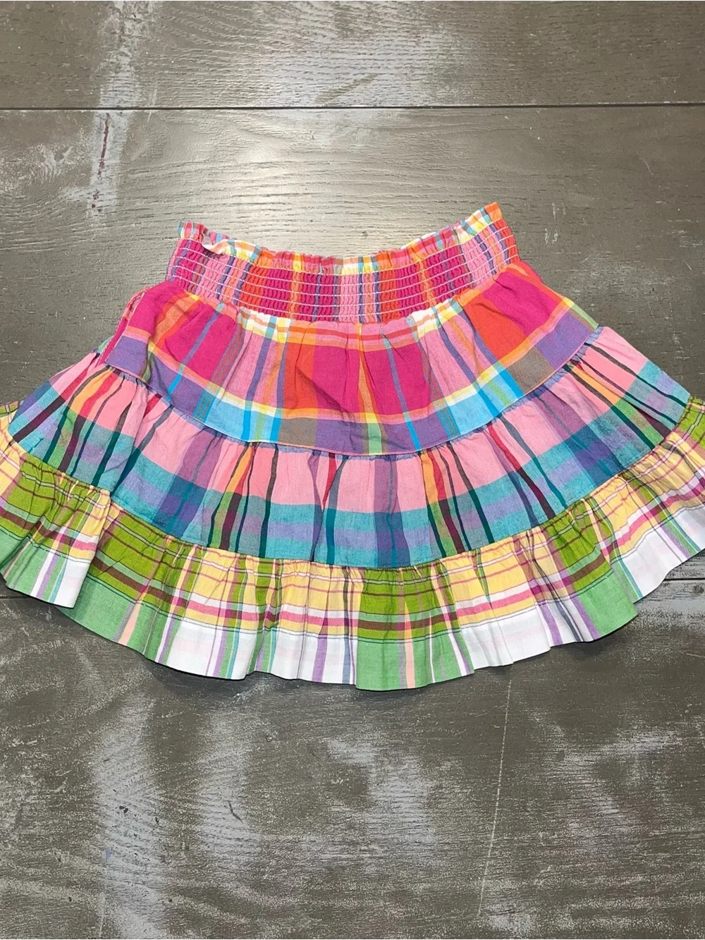 Polo Ralph Lauren Infant Plaid Pink Green Mini Skirt Ruffle Smocked NWT Girls 2